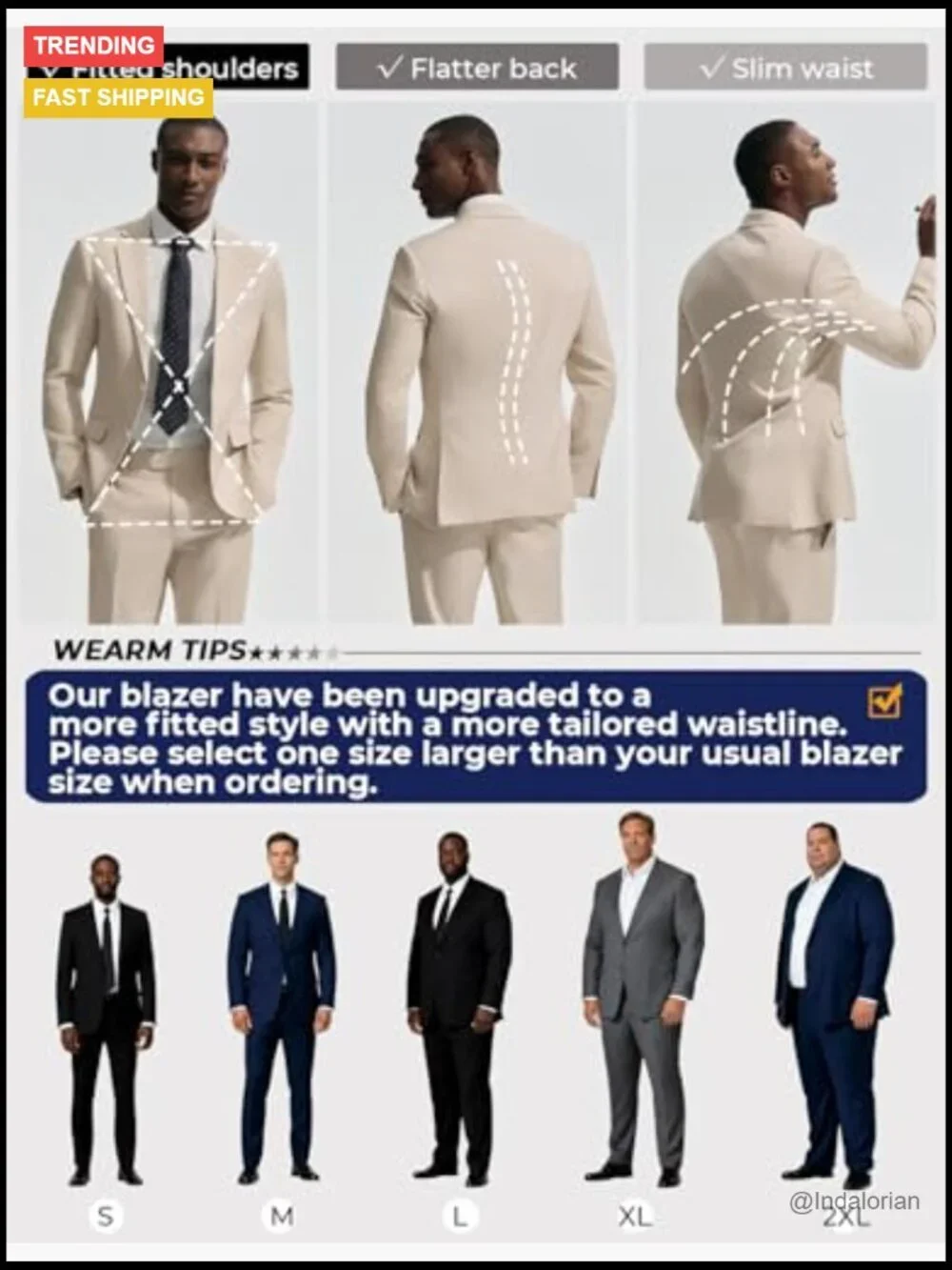 Men's 2 Piece Classic Fit Suit Set Notched Lapel Long Sleeve Blazer & Dress